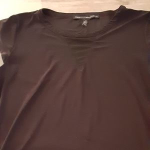 EUC WHBM Black Polyester Mesh Insert Top, Size M